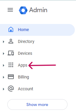 Apps Step - Click on Apps in the left sidebar