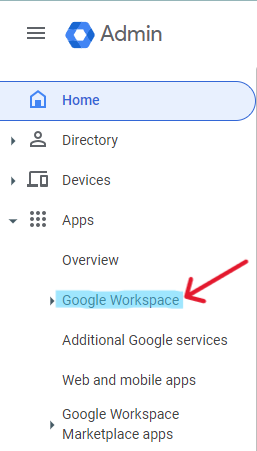 Google Workspace Step - Navigate to Google Workspace